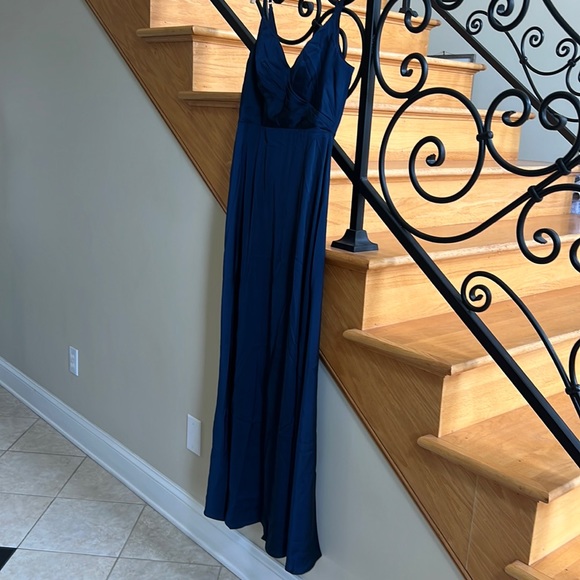 Azazle Delilah Stretch Satin Maxi Dress A6 Dark Navy New With Tag - Picture 1 of 11
